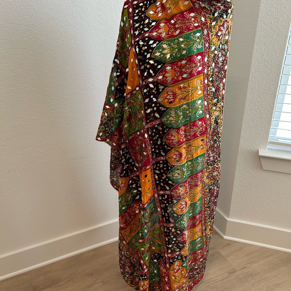 Pakistani colorful mirror work dupatta